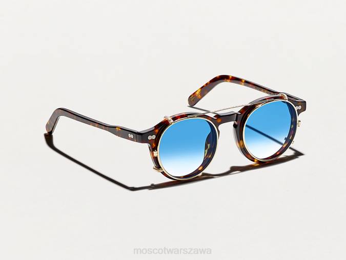 okulary 4TN2811 Błękit Broadwayu zaniknie Moscot Clipzen Gold z niestandardowymi odcieniami