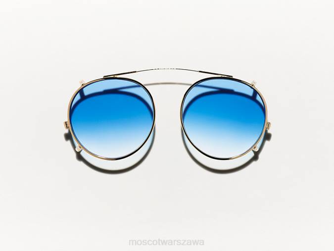 okulary 4TN2811 Błękit Broadwayu zaniknie Moscot Clipzen Gold z niestandardowymi odcieniami